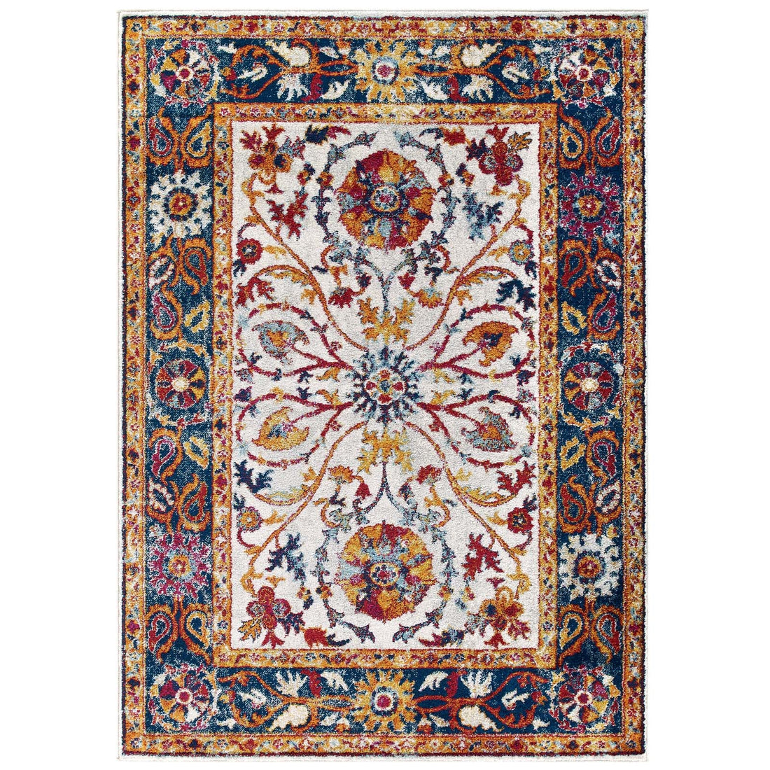 Entourage Samira Distressed Vintage Floral Vintage Medallion Area Rug by Modway