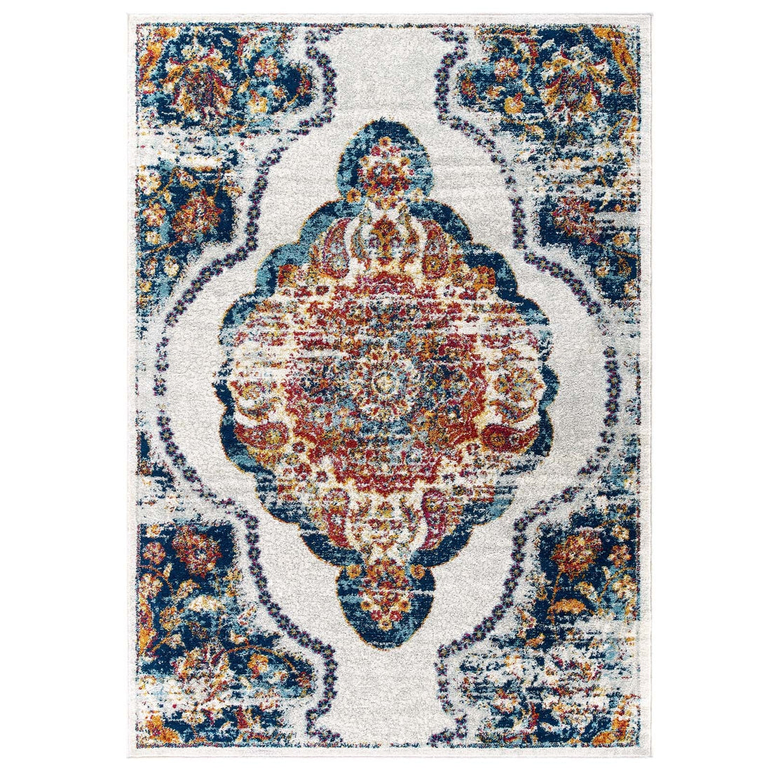 Entourage Malia Distressed Vintage Floral Vintage Medallion Area Rug by Modway