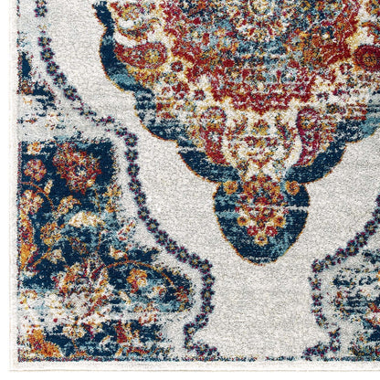 Entourage Malia Distressed Vintage Floral Vintage Medallion Area Rug by Modway