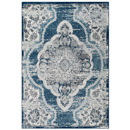 Entourage Malia Distressed Vintage Floral Vintage Medallion Area Rug by Modway