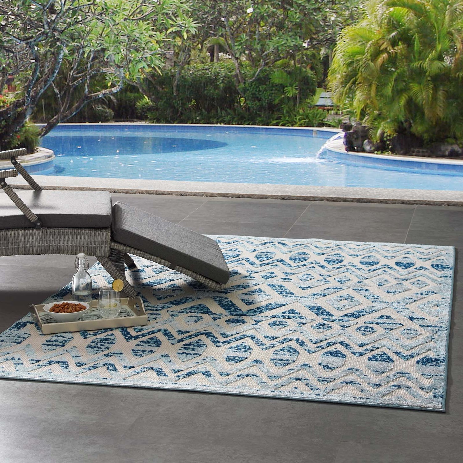 Reflect Tamako Diamond and Chevron Moroccan Trellis Indoor / Outdoor Area Rug by Modway