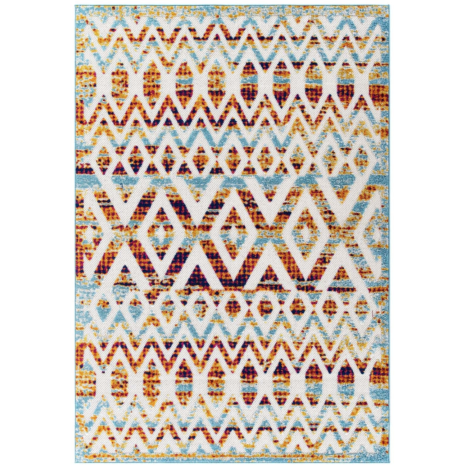 Reflect Tamako Diamond and Chevron Moroccan Trellis Indoor / Outdoor Area Rug by Modway