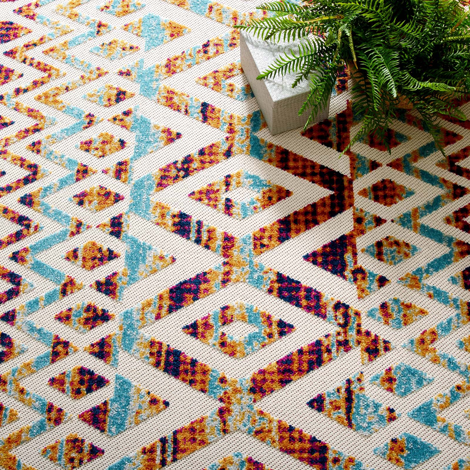 Reflect Tamako Diamond and Chevron Moroccan Trellis Indoor / Outdoor Area Rug by Modway