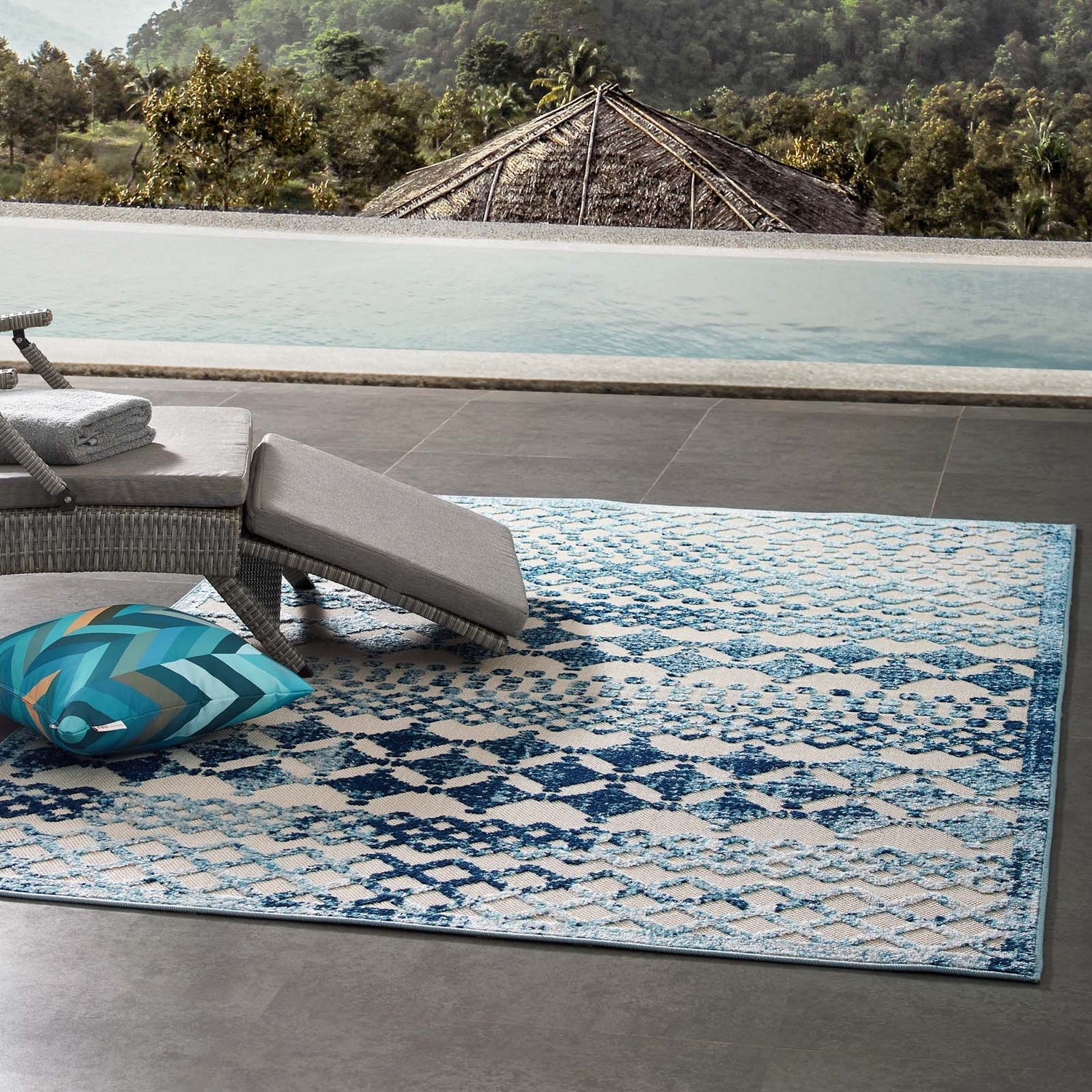 Reflect Giada Abstract Diamond Moroccan Trellis Indoor/Outdoor Area Rug by Modway