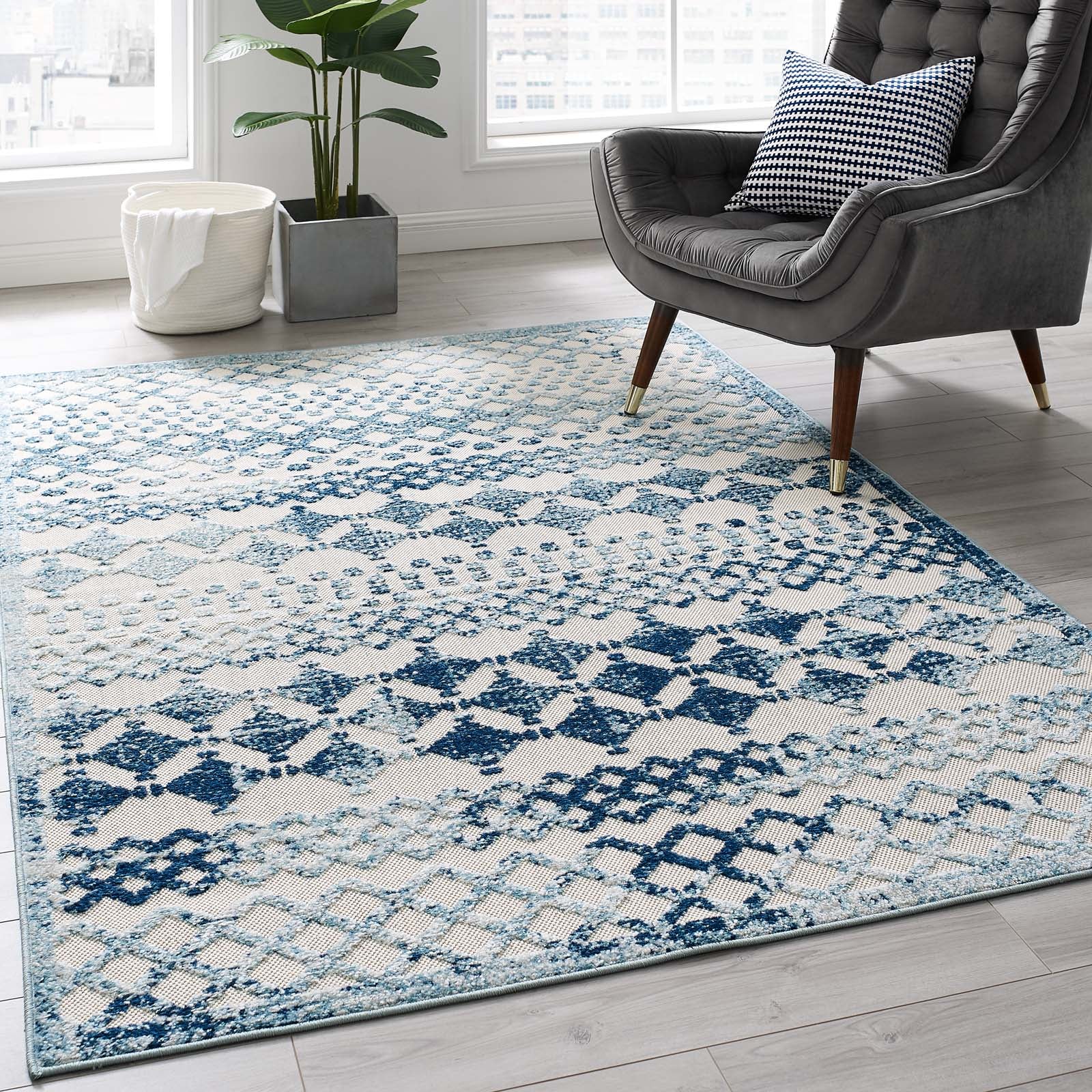 Reflect Giada Abstract Diamond Moroccan Trellis Indoor/Outdoor Area Rug by Modway