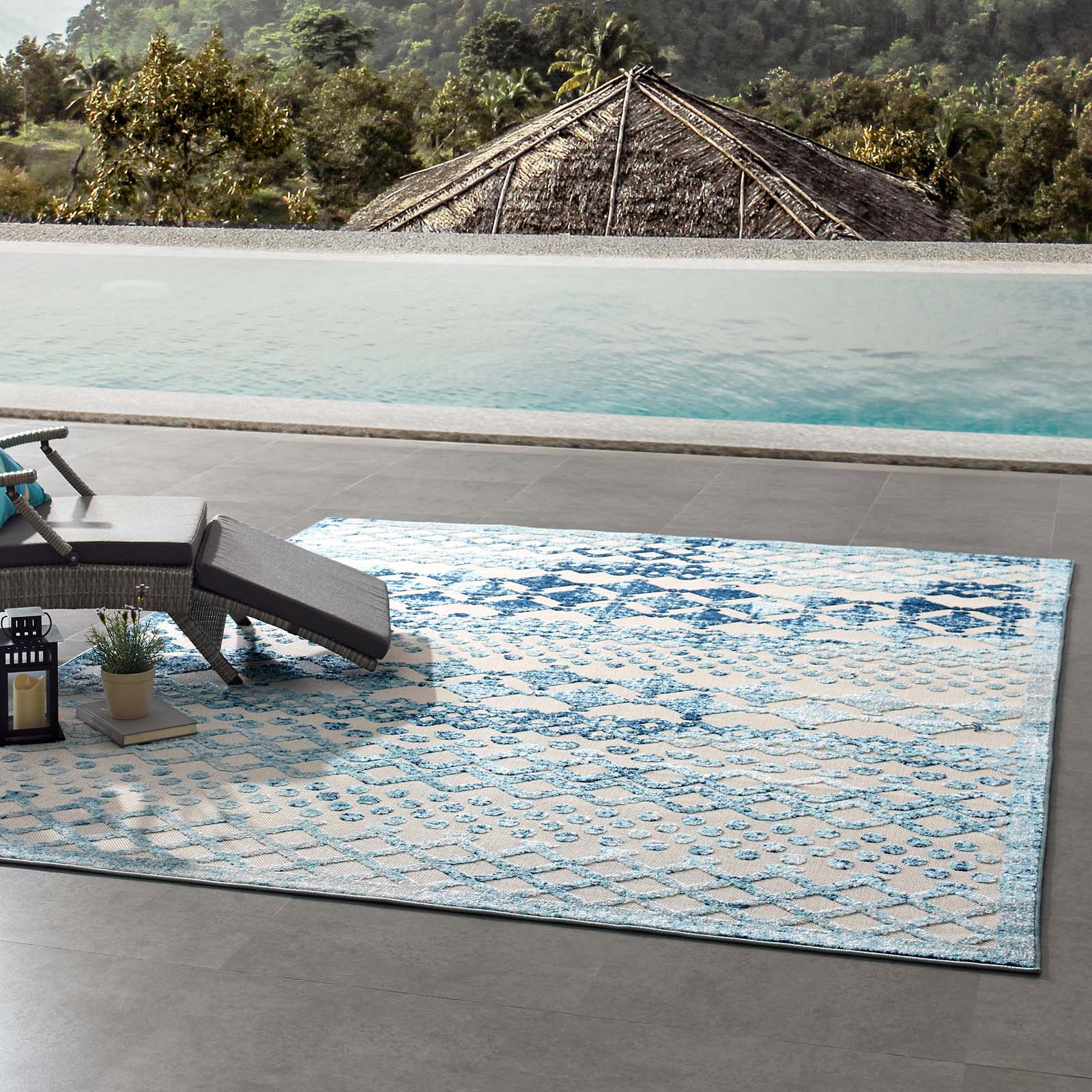Reflect Giada Abstract Diamond Moroccan Trellis Indoor/Outdoor Area Rug by Modway
