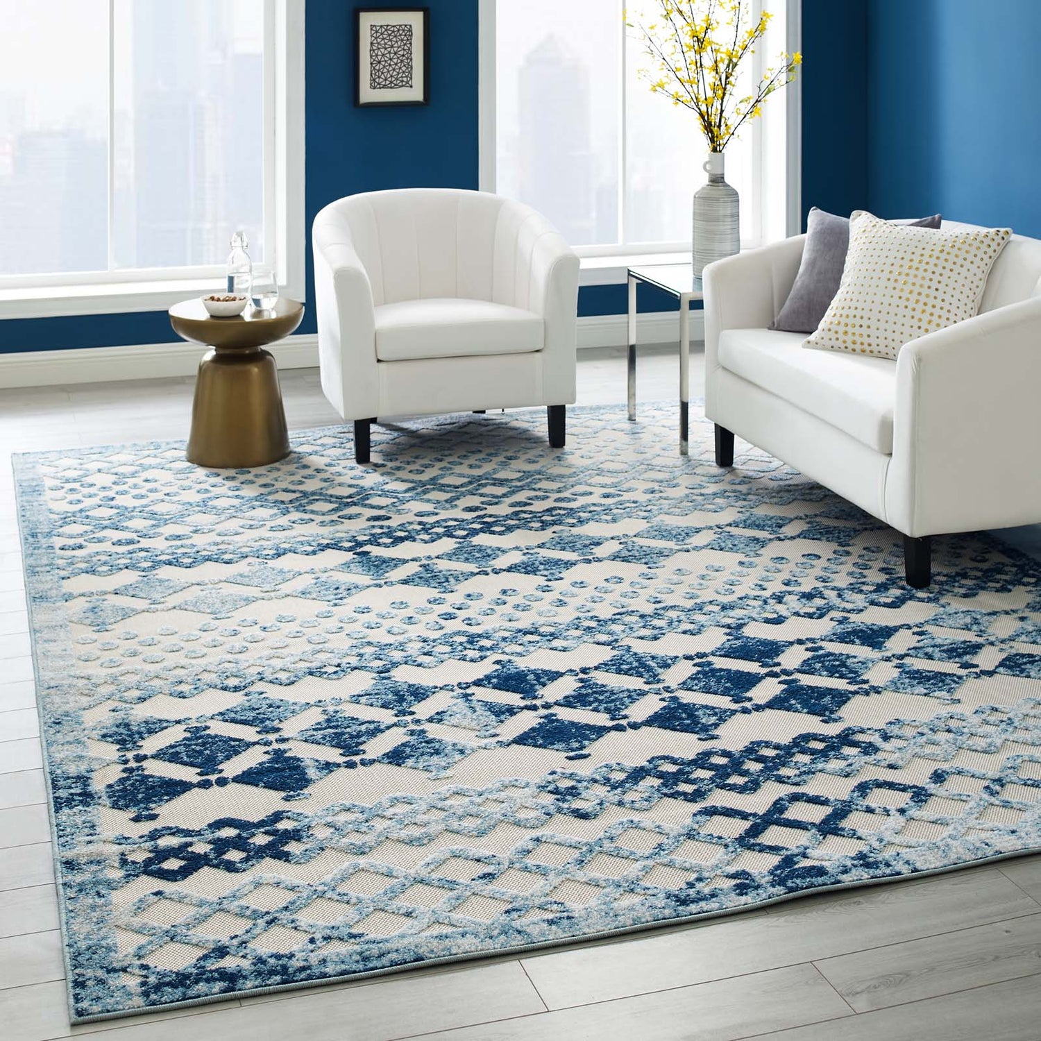 Reflect Giada Abstract Diamond Moroccan Trellis Indoor/Outdoor Area Rug by Modway