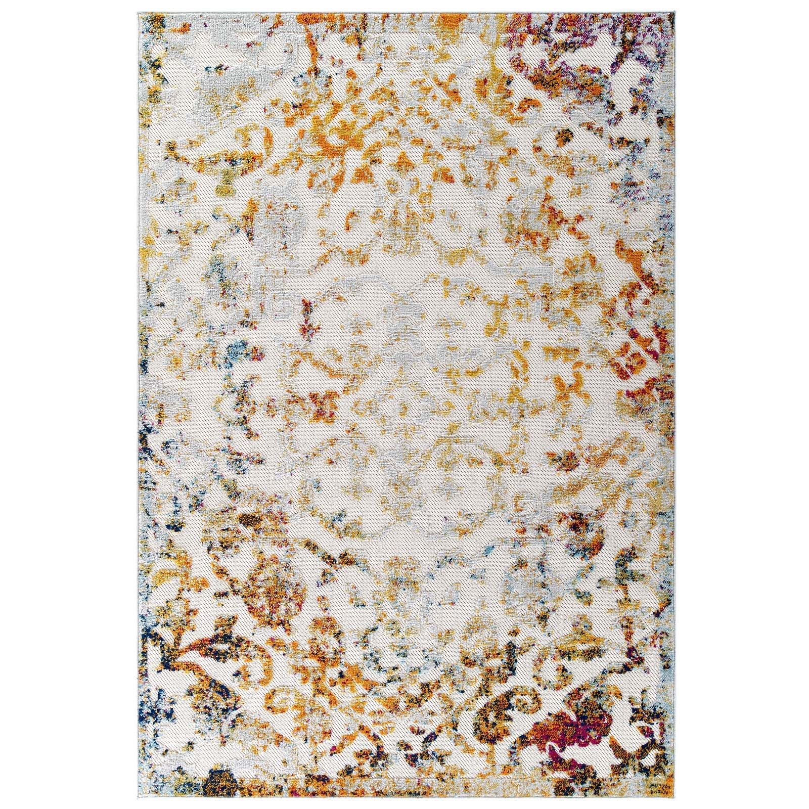 Reflect Primrose Ornate Floral Lattice Indoor/Outdoor Area Rug by Modway