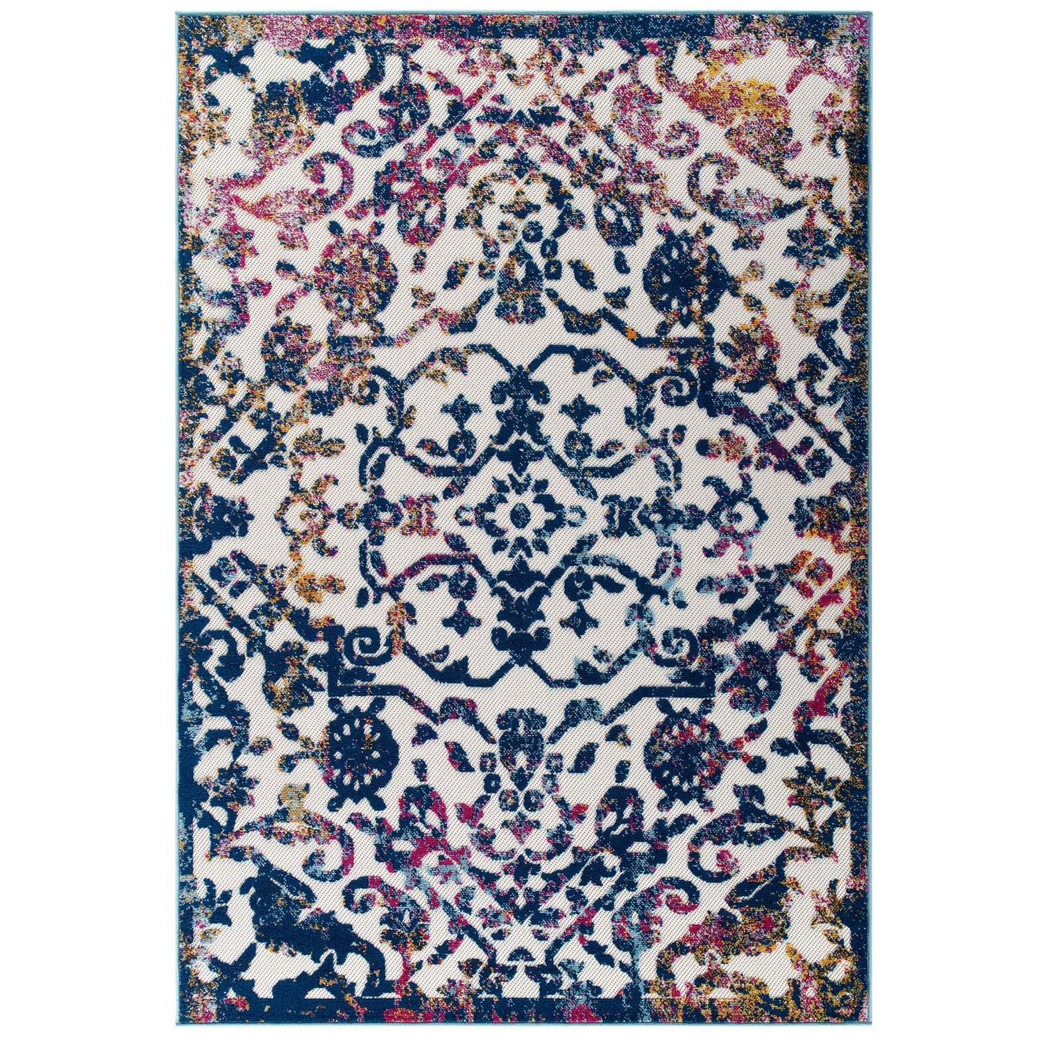 Reflect Primrose Ornate Floral Lattice Indoor/Outdoor Area Rug by Modway