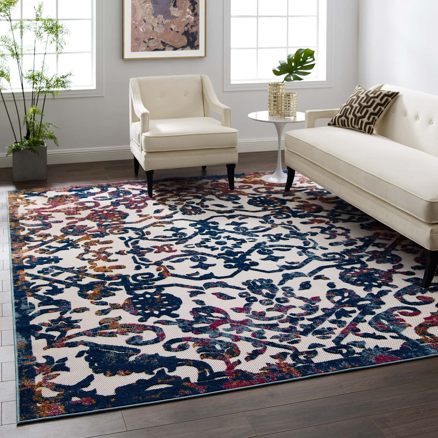 Reflect Primrose Ornate Floral Lattice Indoor/Outdoor Area Rug by Modway