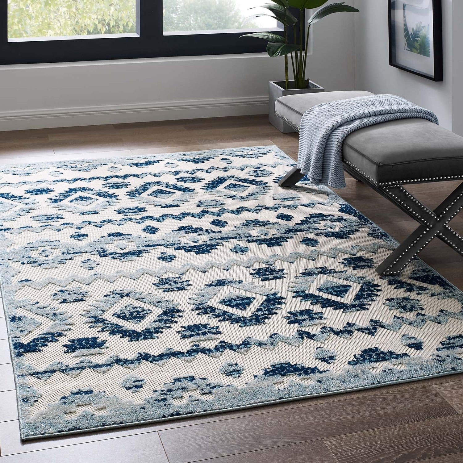 Reflect Takara Abstract Diamond Moroccan Trellis Indoor and Outdoor Area Rug by Modway