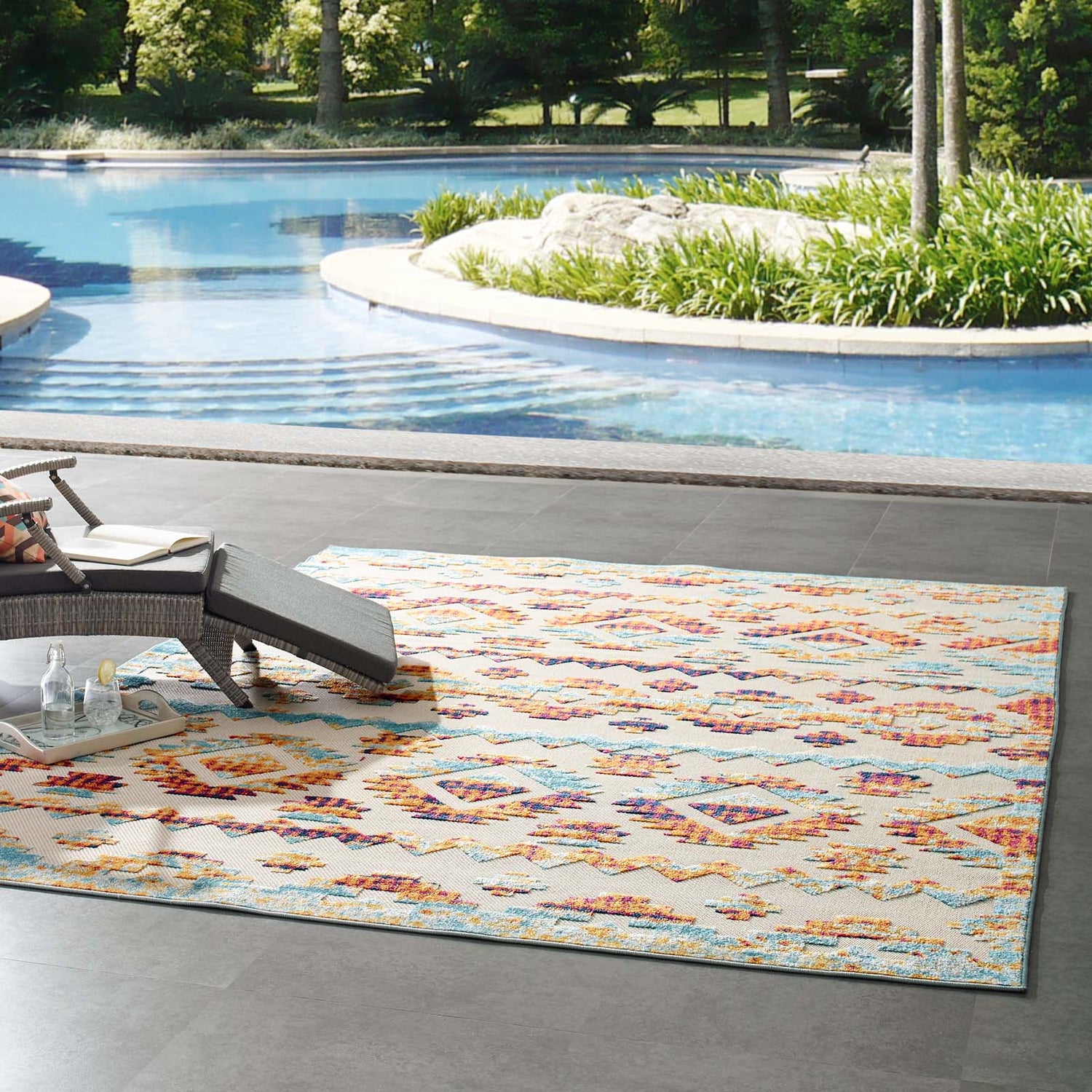 Reflect Takara Abstract Diamond Moroccan Trellis Indoor and Outdoor Area Rug by Modway