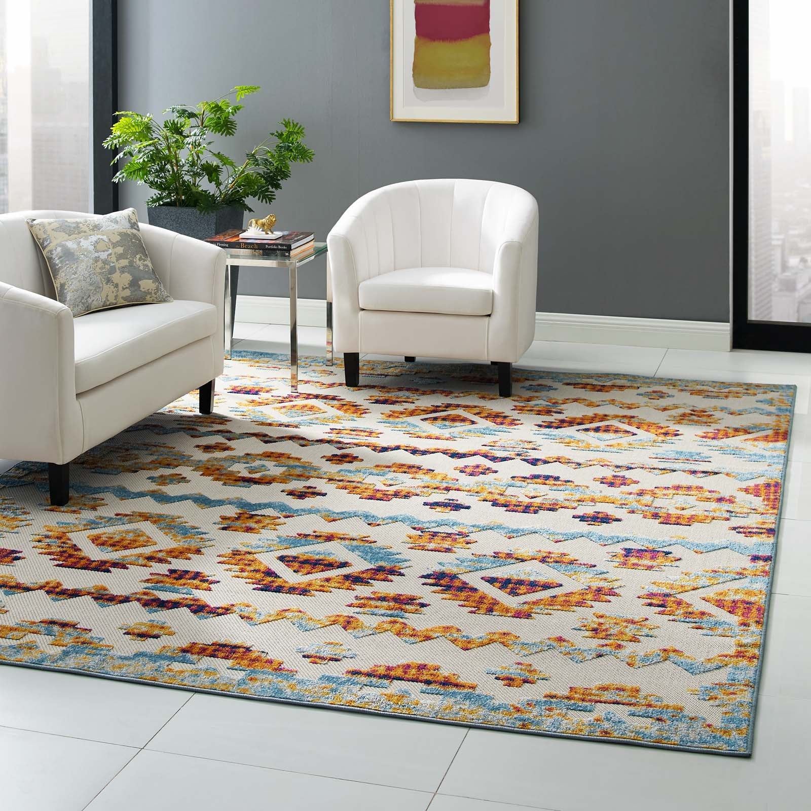 Reflect Takara Abstract Diamond Moroccan Trellis Indoor and Outdoor Area Rug by Modway