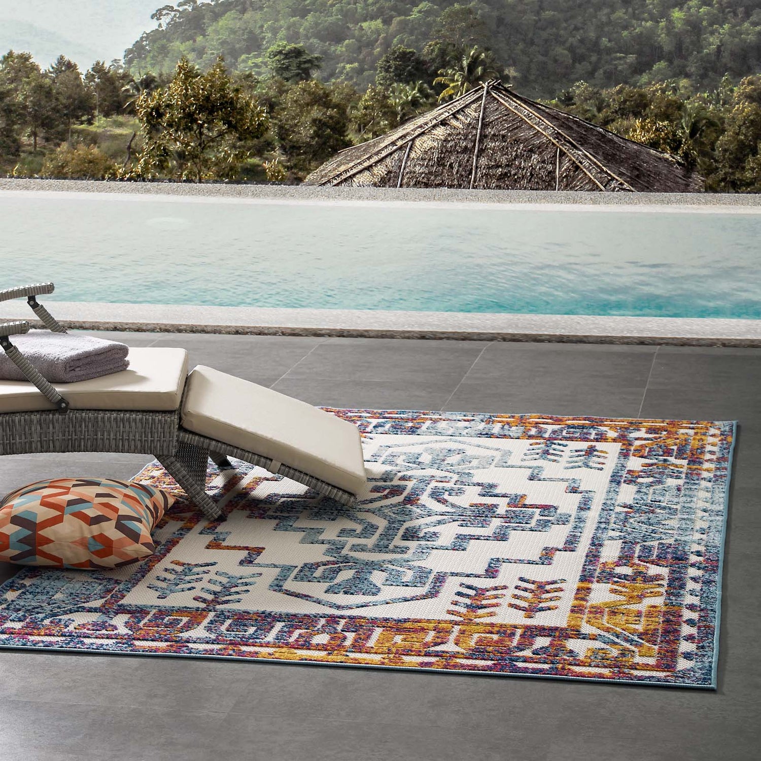 Reflect Nyssa Distressed Geometric Southwestern Aztec Indoor/Outdoor Area Rug by Modway