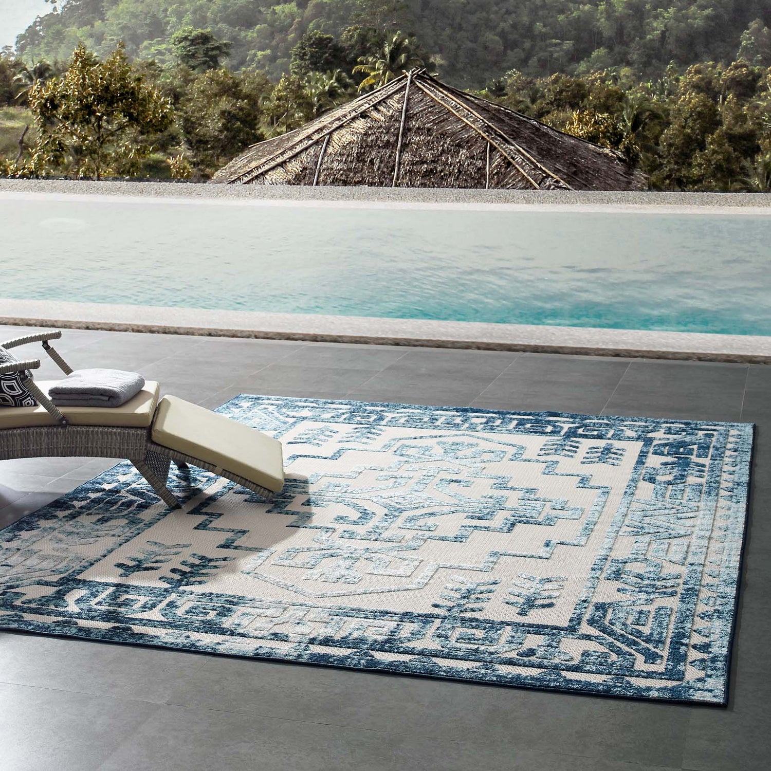 Reflect Nyssa Distressed Geometric Southwestern Aztec Indoor/Outdoor Area Rug by Modway