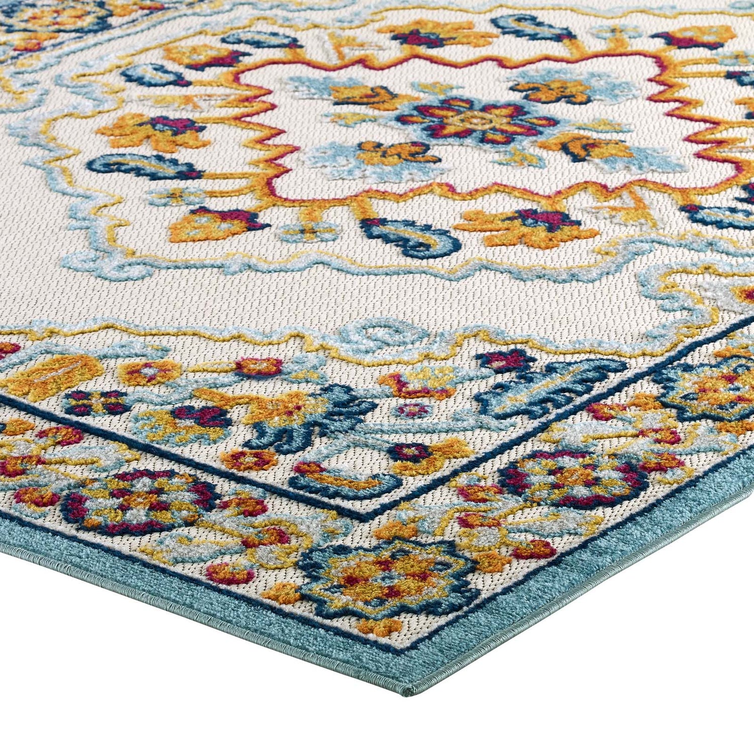 Reflect Ansel Distressed Floral Vintage Medallion Indoor and Outdoor Area Rug by Modway