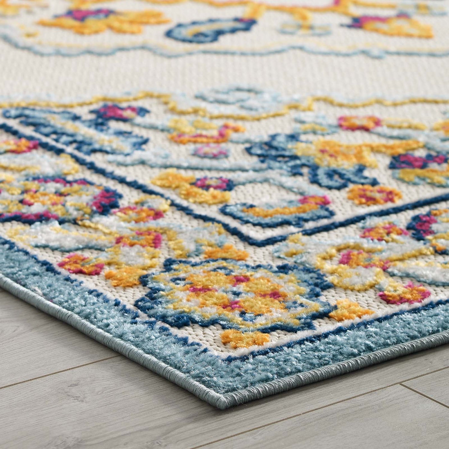 Reflect Ansel Distressed Floral Vintage Medallion Indoor and Outdoor Area Rug by Modway