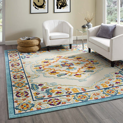 Reflect Ansel Distressed Floral Vintage Medallion Indoor and Outdoor Area Rug by Modway