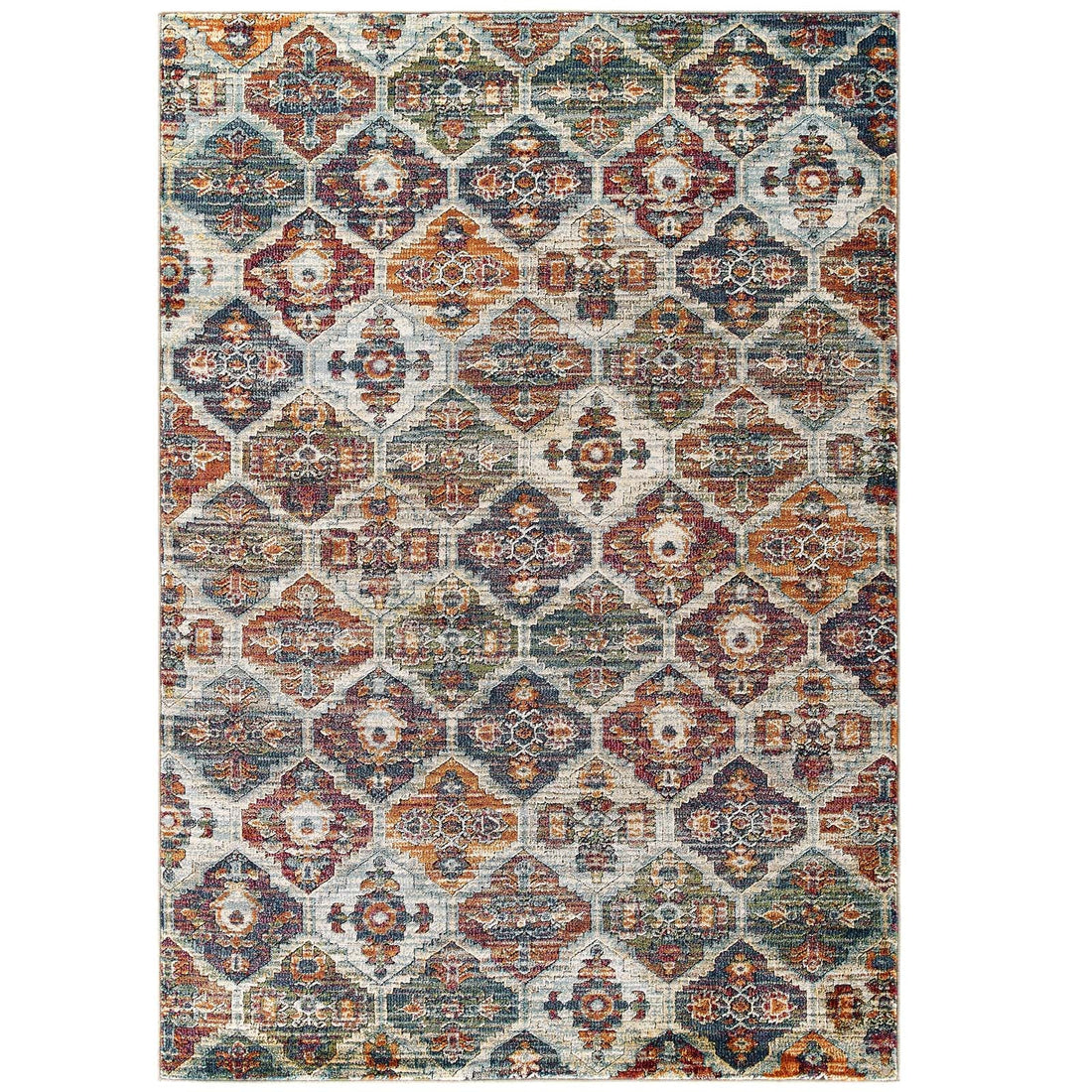 Tribute Azalea Distressed Vintage Floral Lattice Area Rug by Modway