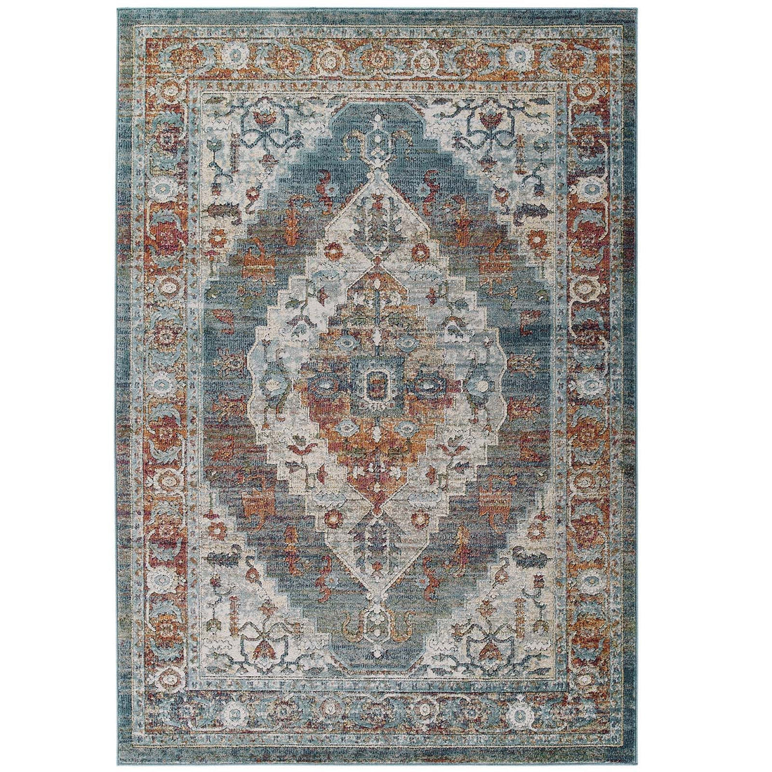 Tribute Camellia Distressed Vintage Floral Vintage Medallion Area Rug by Modway