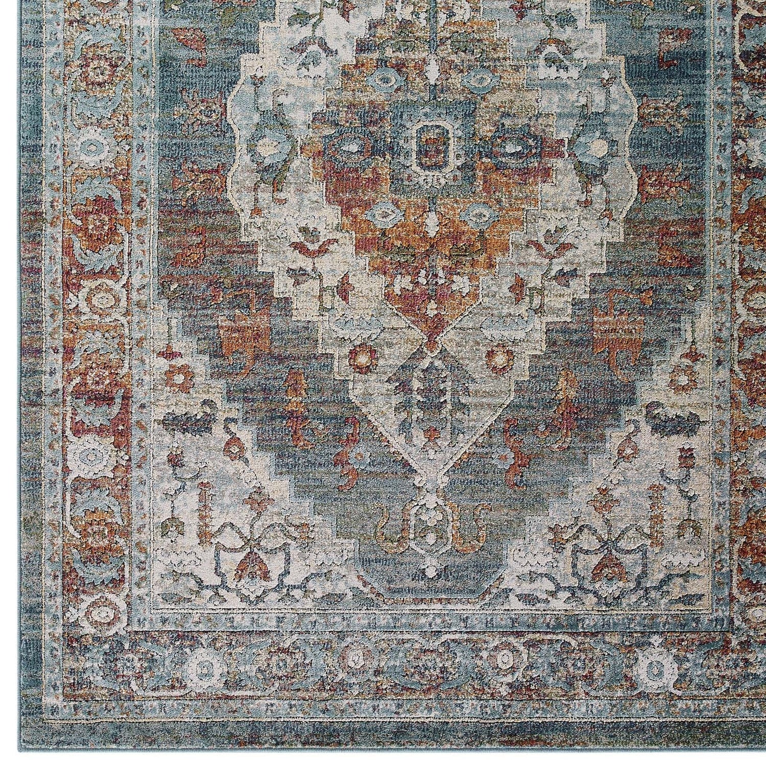 Tribute Camellia Distressed Vintage Floral Vintage Medallion Area Rug by Modway