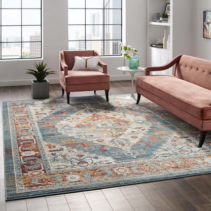 Tribute Camellia Distressed Vintage Floral Vintage Medallion Area Rug by Modway