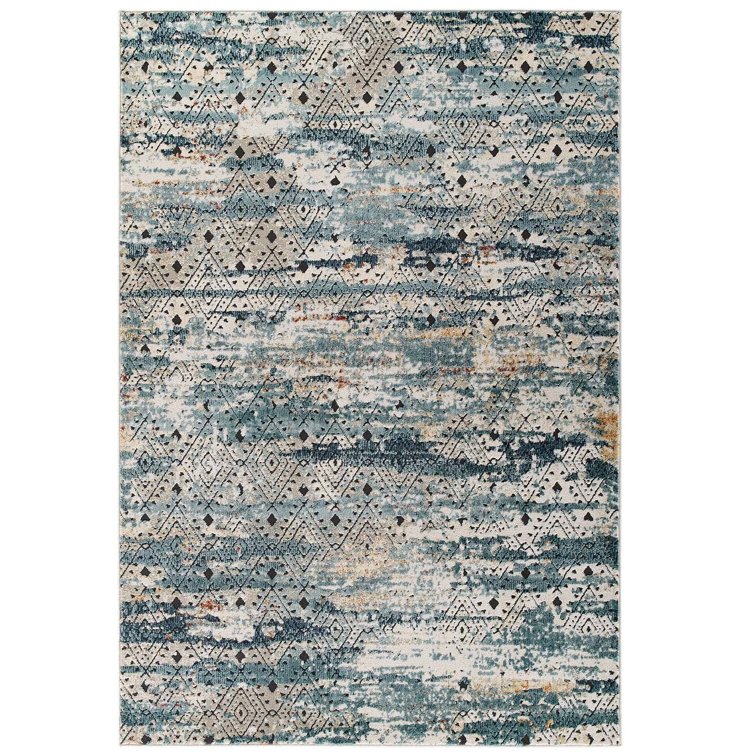 Tribute Eisley Rustic Distressed Transitional Diamond Lattice Area Rug by Modway