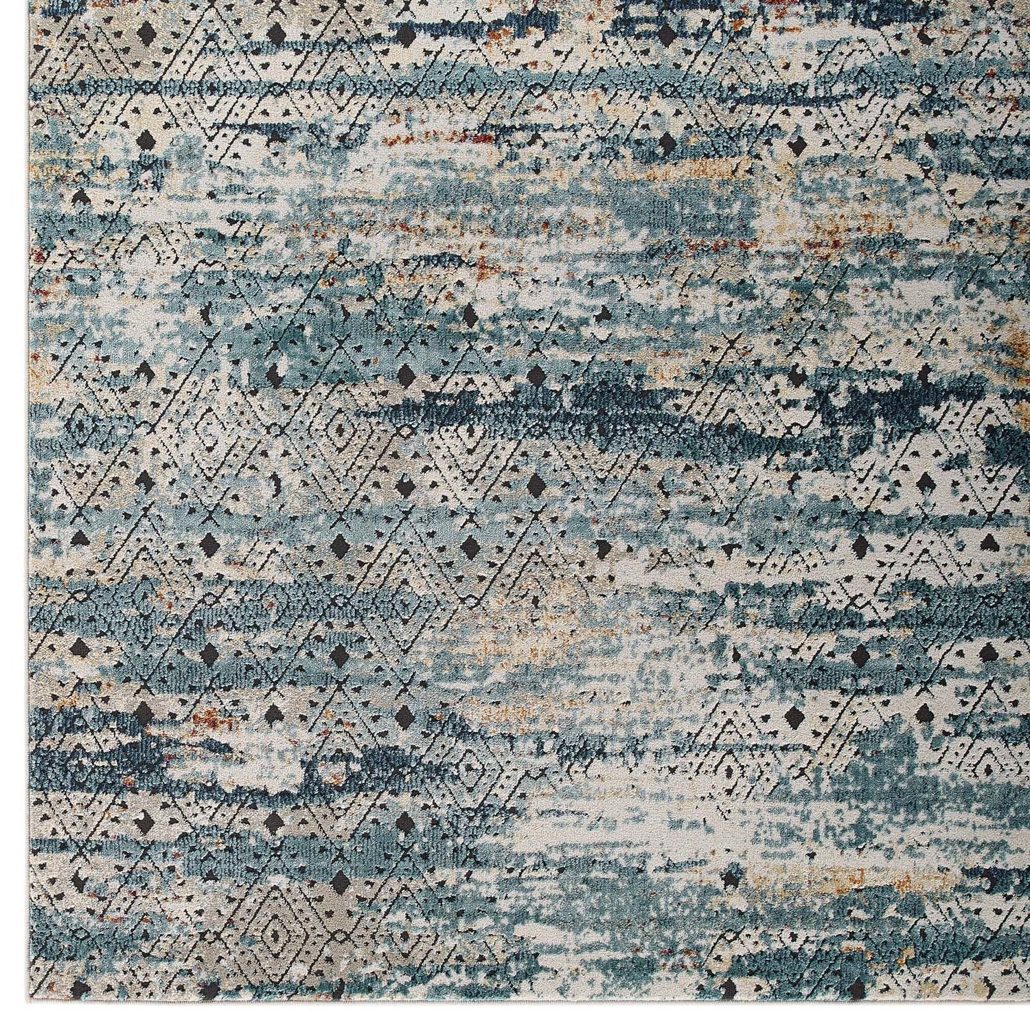 Tribute Eisley Rustic Distressed Transitional Diamond Lattice Area Rug by Modway