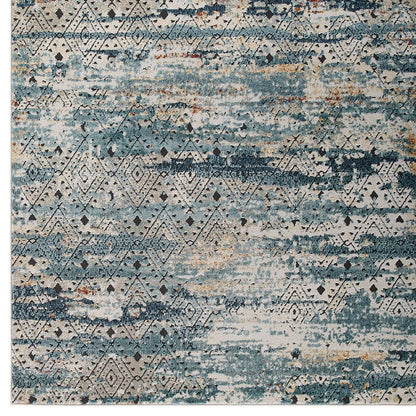 Tribute Eisley Rustic Distressed Transitional Diamond Lattice Area Rug by Modway