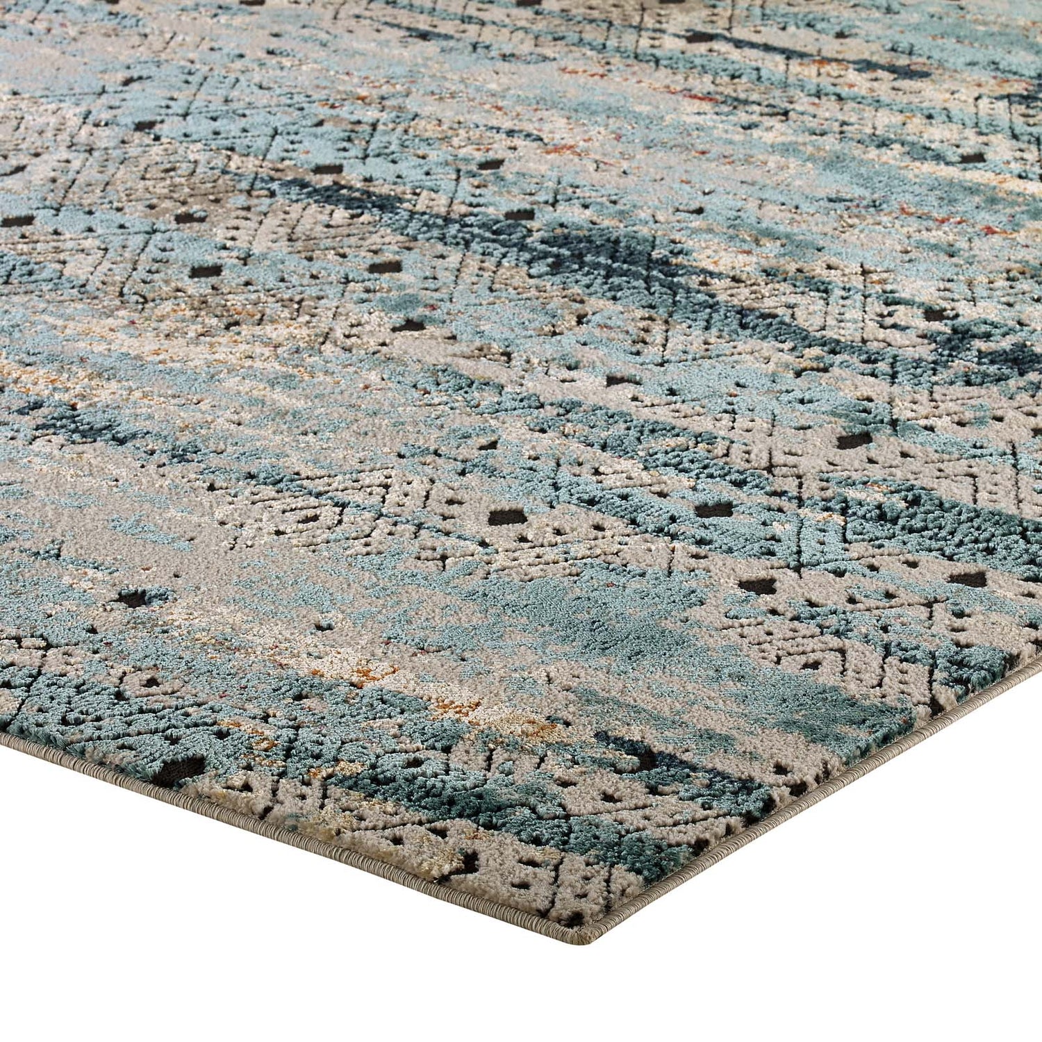 Tribute Eisley Rustic Distressed Transitional Diamond Lattice Area Rug by Modway