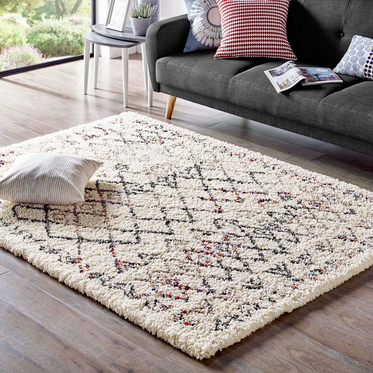 Skadi Rainbow Diamond Shag Area Rug by Modway