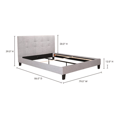 Elena Queen Bed Beds, Grey / Solid Pine