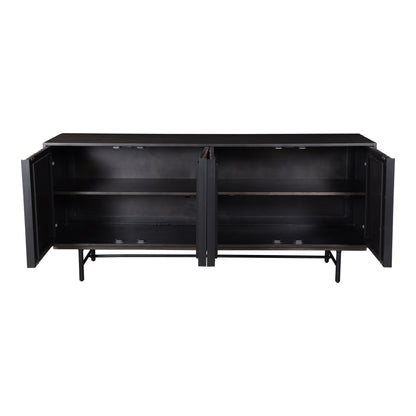 Wylie Leather Bench Black Benches, Black / Iron Base