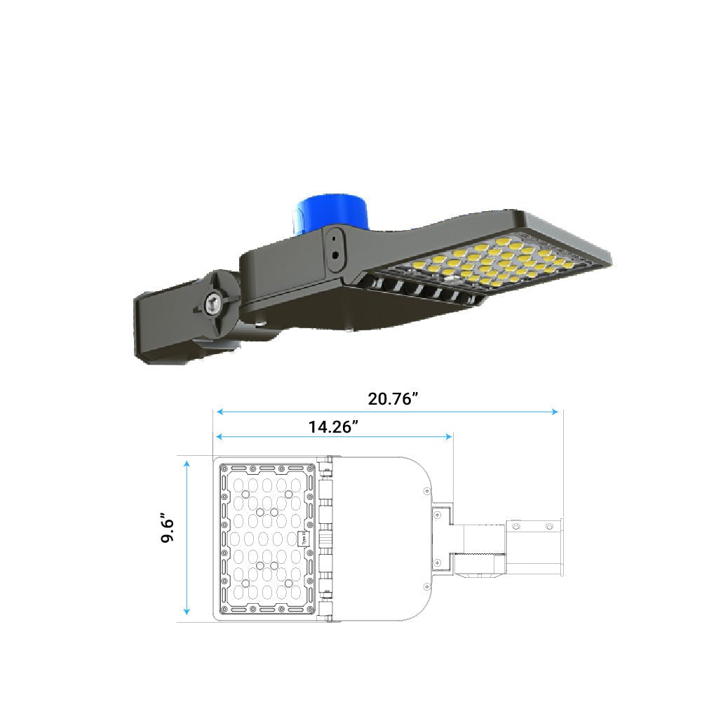 LED Shoebox Light Fixtures - 200W, 5000K - Direct Mount 28000Lumens T3 Beam Angle, Gray Housing for Parking Lots and Outdoor Spaces 120-277VAC - 0-10V Dimmable - IP66 - UL Listed - DLC Premium Listed - 5 Years Warranty