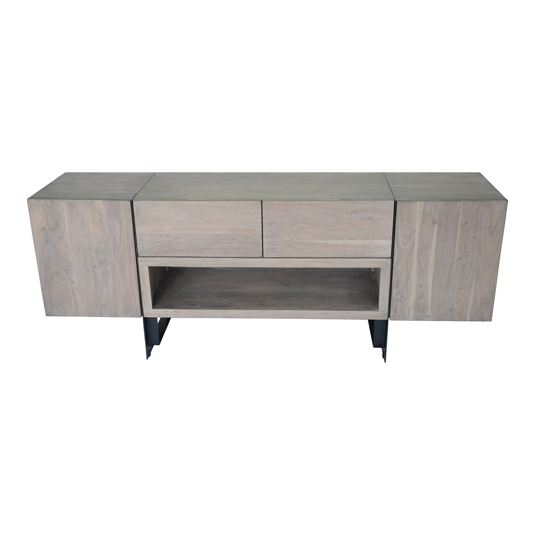 Tiberon Media Cabinet Multi Media Units, Natural / Iron Base