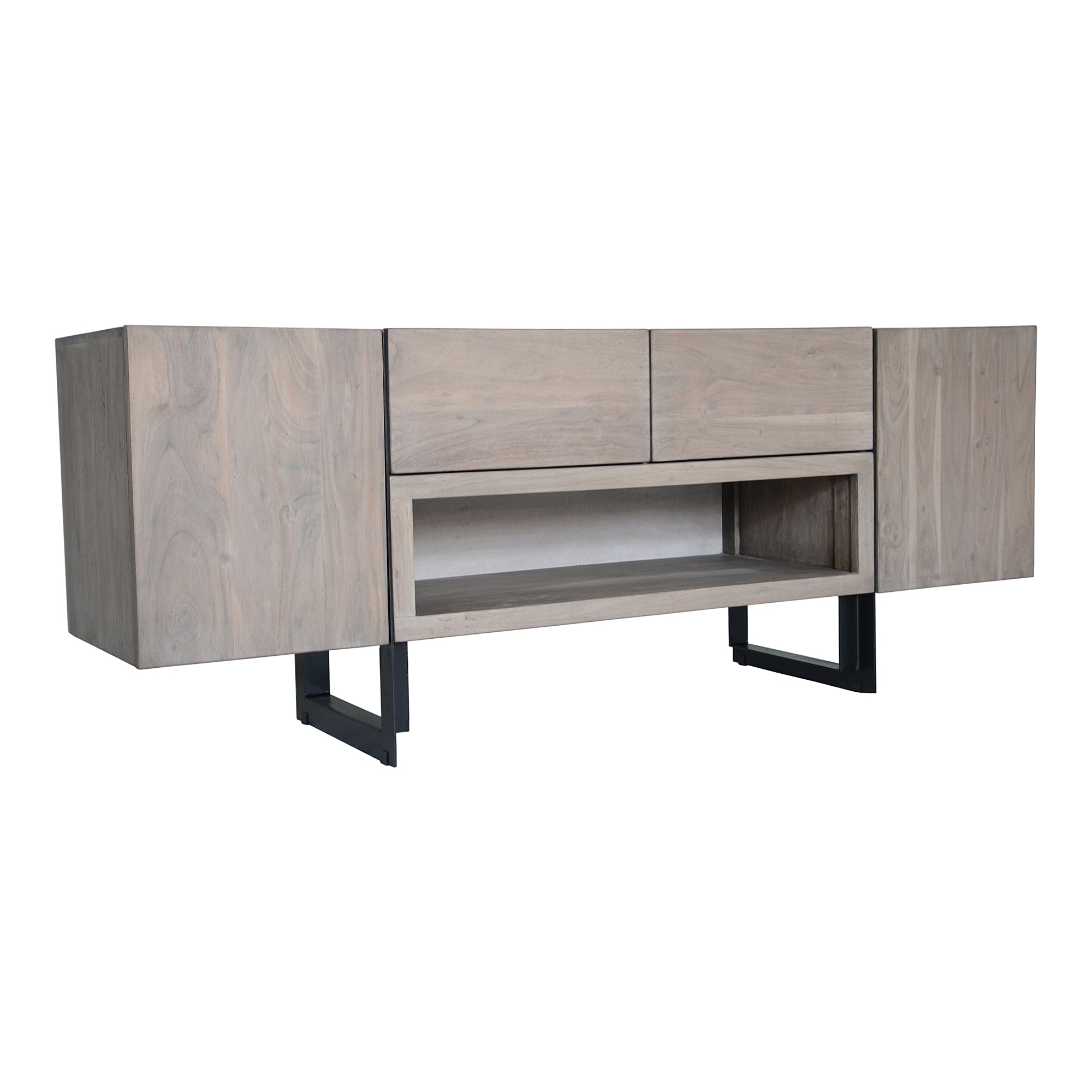 Tiberon Media Cabinet Multi Media Units, Natural / Iron Base