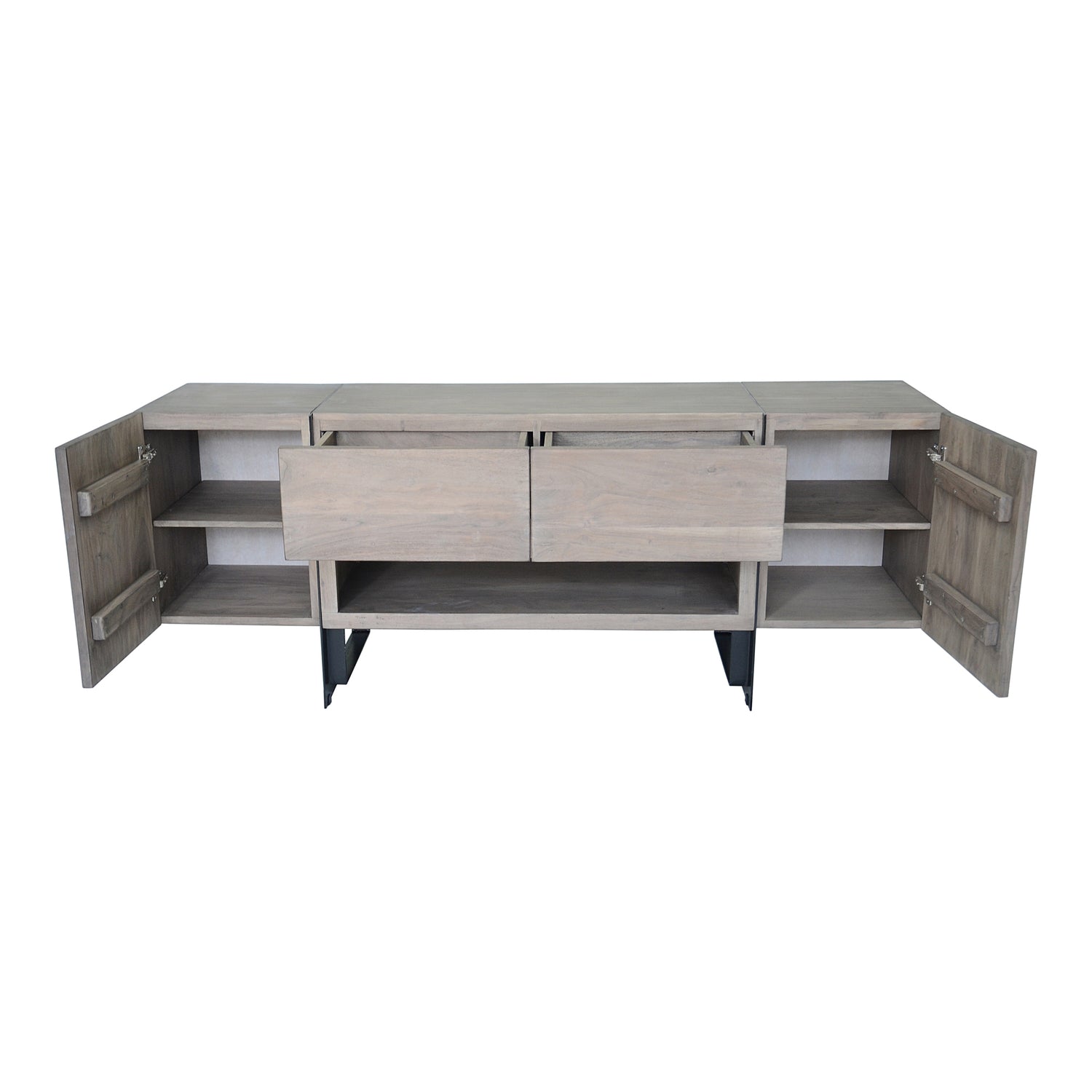 Tiberon Media Cabinet Multi Media Units, Natural / Iron Base