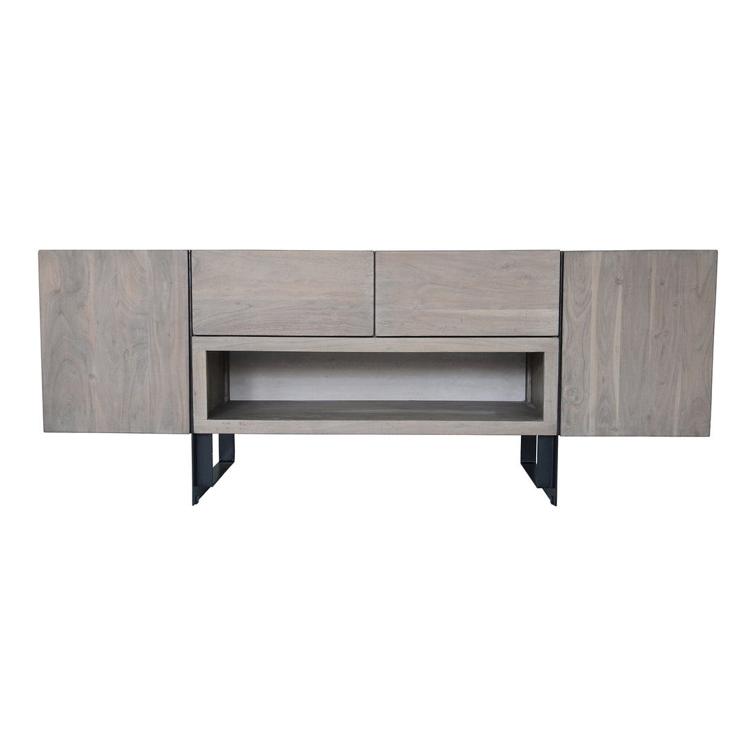 Tiberon Media Cabinet Multi Media Units, Natural / Iron Base