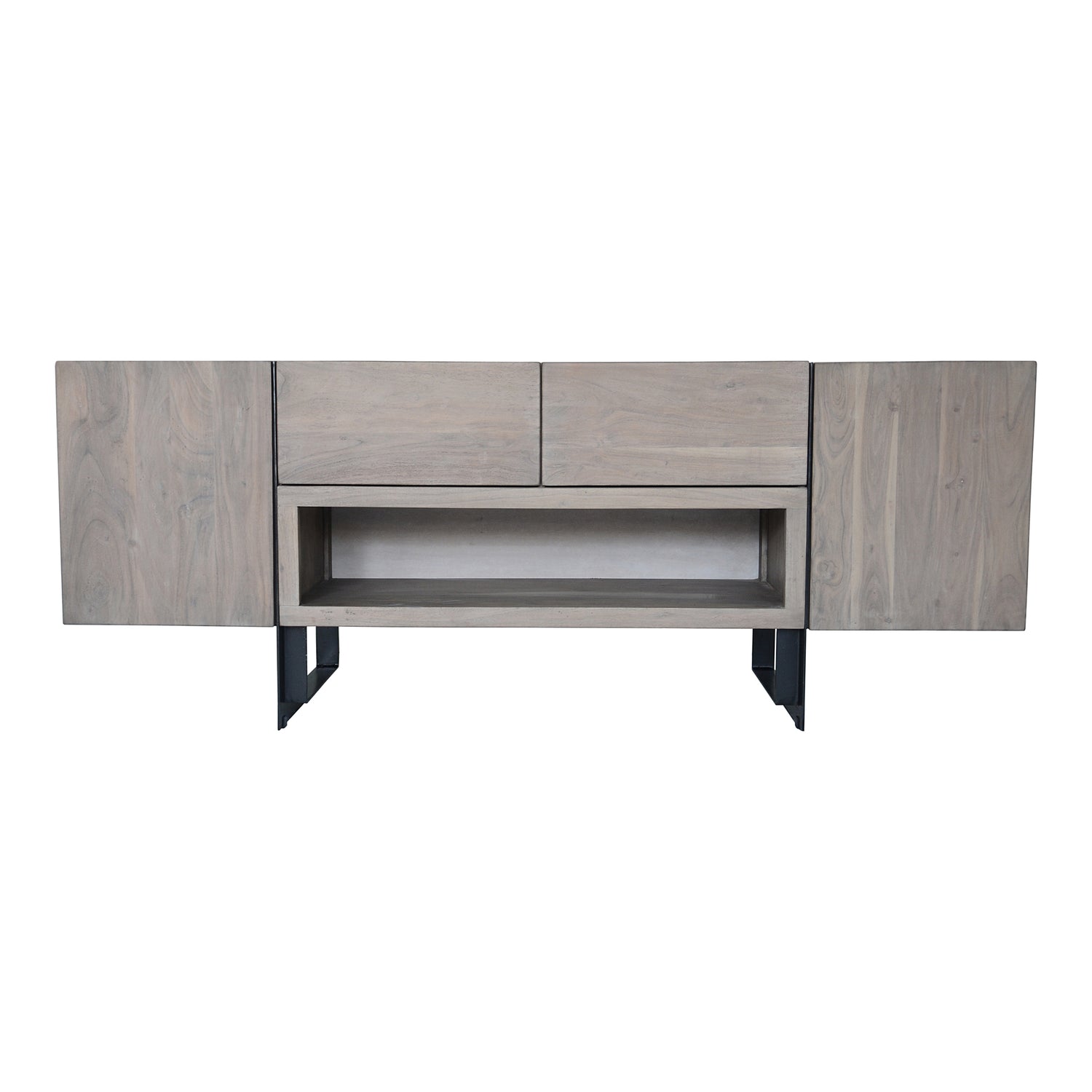 Tiberon Media Cabinet Multi Media Units, Natural / Iron Base