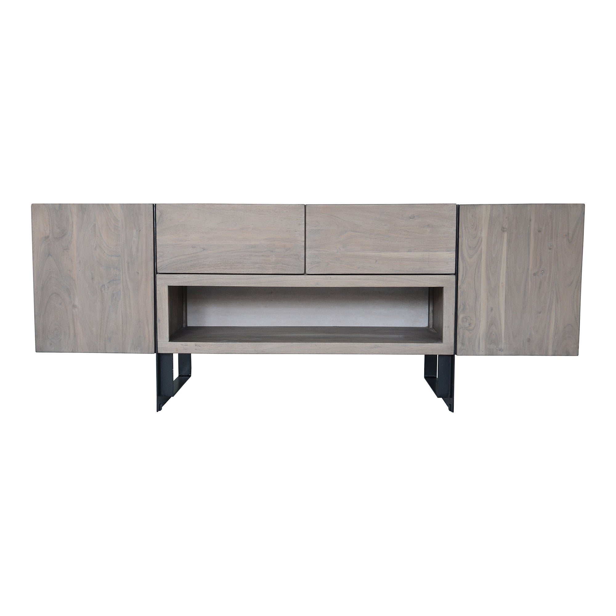 Tiberon Media Cabinet Multi Media Units, Natural / Iron Base