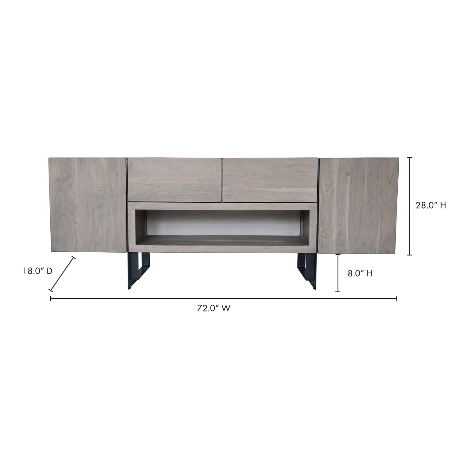 Tiberon Media Cabinet Multi Media Units, Natural / Iron Base