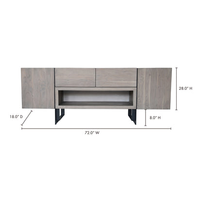 Tiberon Media Cabinet Multi Media Units, Natural / Iron Base