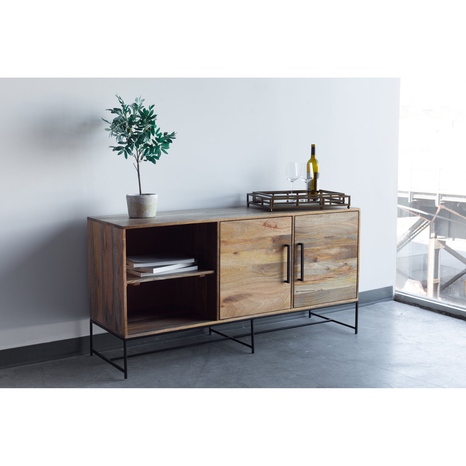 Colin Sideboard Small Sideboards, Natural / Iron Base