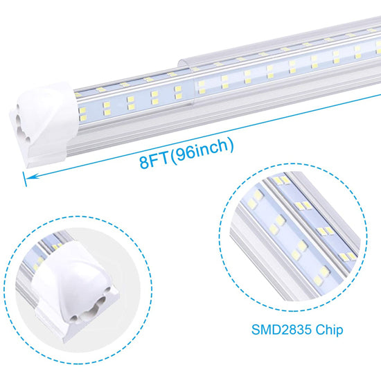 T5 60 Watts, 8ft Integrated LED Tube Fixture – Clear 5000K, 7500 LM, 100-250VAC