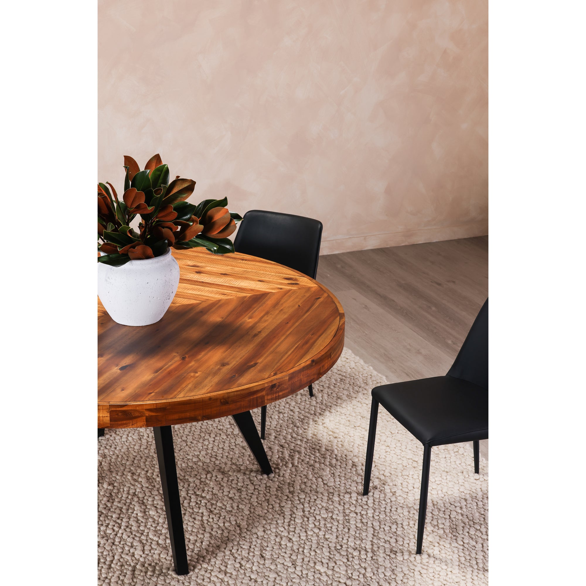 Park 60 Inch Round Dining Table Black Dining Tables, Black / Solid Acacia Legs