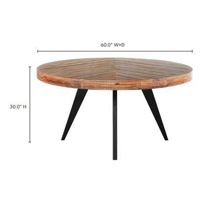 Park 60 Inch Round Dining Table Black Dining Tables, Black / Solid Acacia Legs