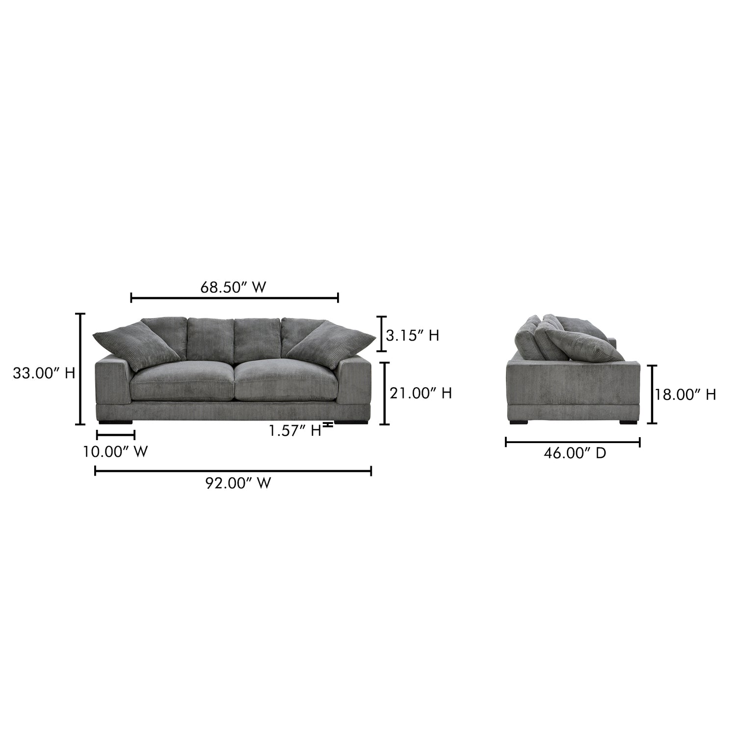 Plume Sofa Cappuccino Sofas, Brown / Solid Eucalyptus Frame, Plywood