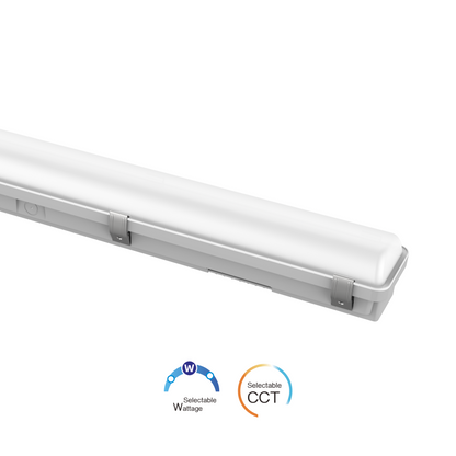 8FT LED Vapor Proof Light - 60W/70W/80W Wattage Adjustable - 3000/4000/5000K - 10400Lumens 0-10V Dimmable ,120-277VAC DLC 5.1 Premuim Pending, White