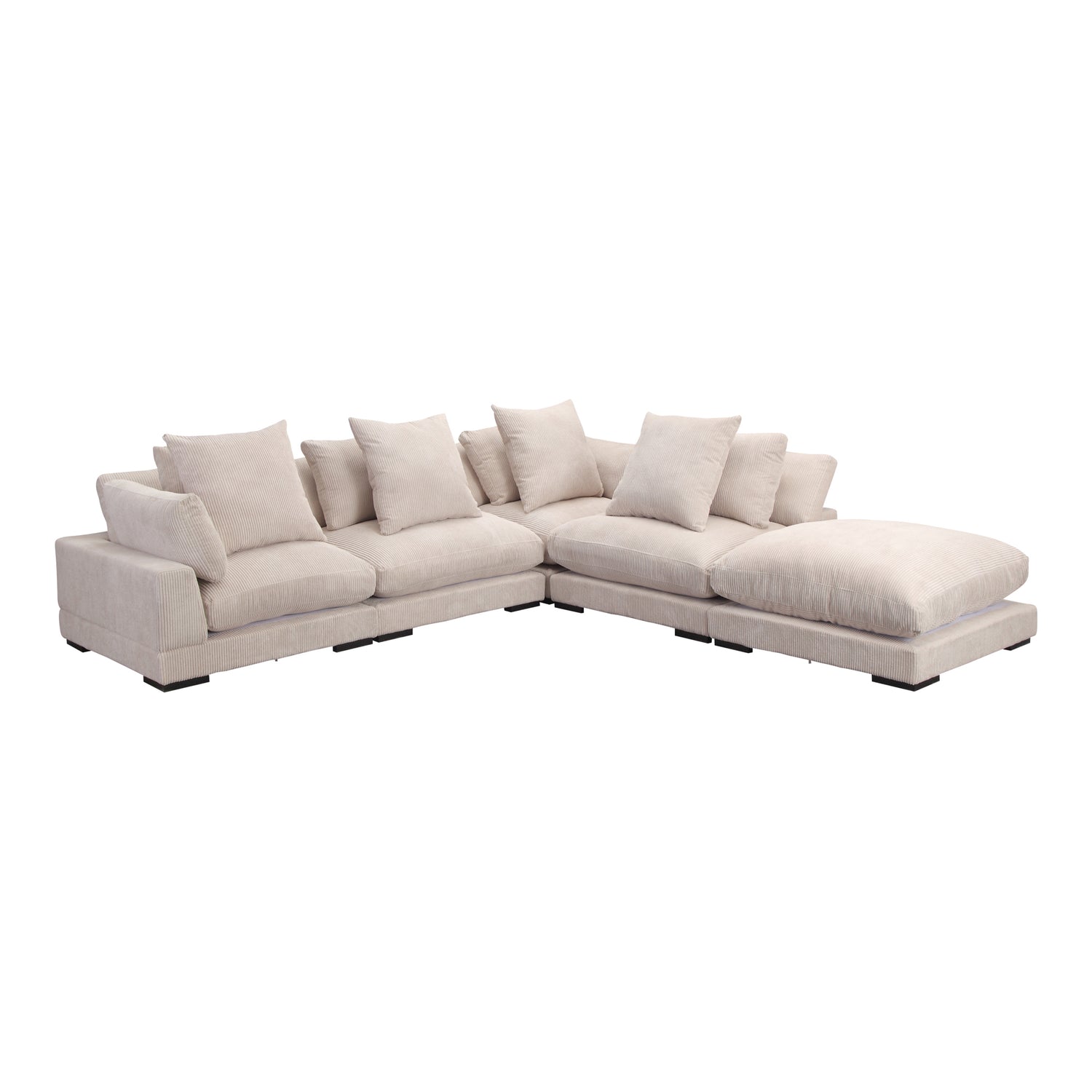 Tumbler Lounge Modular Sectional Modular Sectionals, Brown / Solid Eucalyptus Frame and Plywood