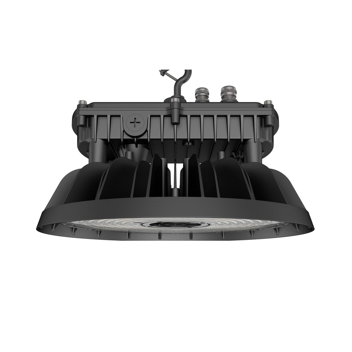 UFO LED High Bay Light 310W, 5000K, 47430LM, 0-10V Dim - With sensor base, 277-480VAC DLC 5.1 Premium, Black, For Warehouse Workshop Factory Barn Garage Gymnasium Airport